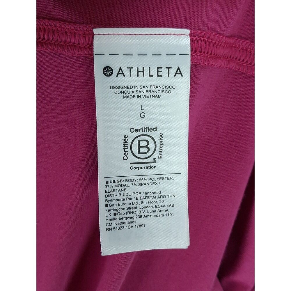 Athleta With Ease Tee Women's Large Vibrant Fuchsia Short Sleeve High-Low Hem - Picture 9 of 13